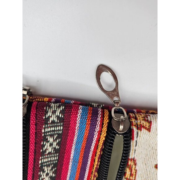 Embroided wise owl pair couple multicolor zipper pull adjustable purse bag - Picture 8 of 10